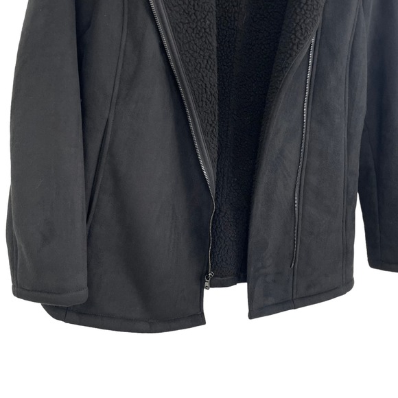 Banana Republic Faux Suede Sherpa Lined Moto Jacket Black Small - Picture 3 of 8